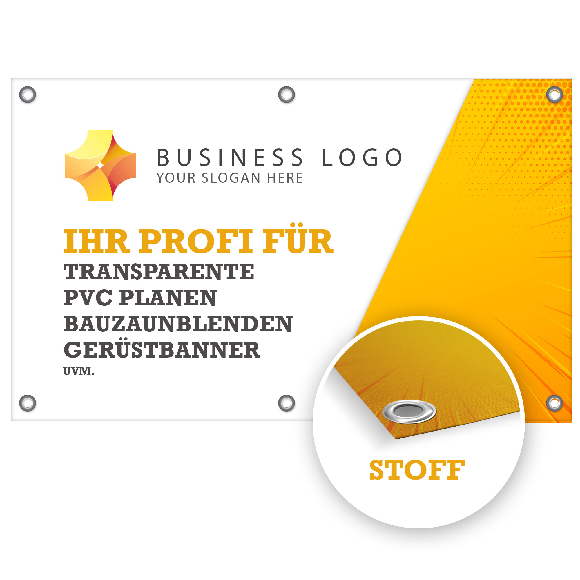 Werbebanner Stoff - gesäumt & geöst